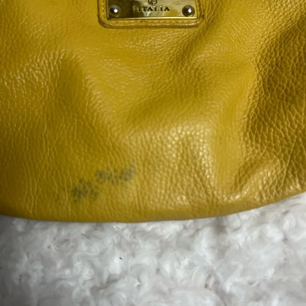 Valentina Italia pebble leather yellow mustard slouch hobo shoulder bag